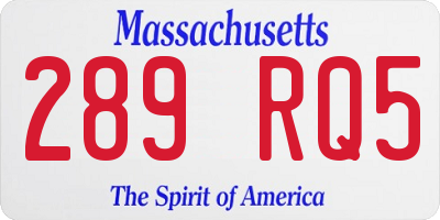 MA license plate 289RQ5
