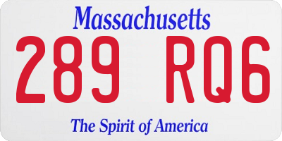 MA license plate 289RQ6