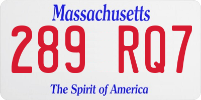 MA license plate 289RQ7