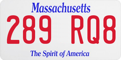 MA license plate 289RQ8
