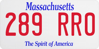 MA license plate 289RR0