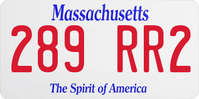MA license plate 289RR2