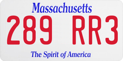 MA license plate 289RR3