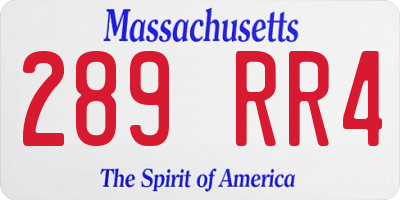 MA license plate 289RR4