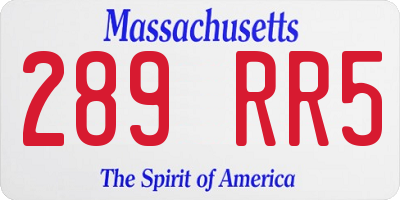 MA license plate 289RR5