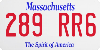 MA license plate 289RR6