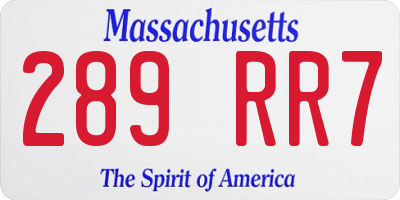 MA license plate 289RR7