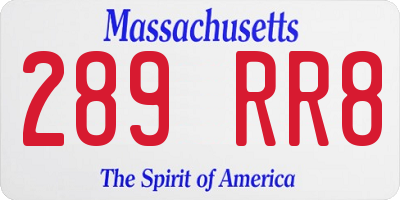 MA license plate 289RR8