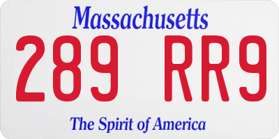 MA license plate 289RR9
