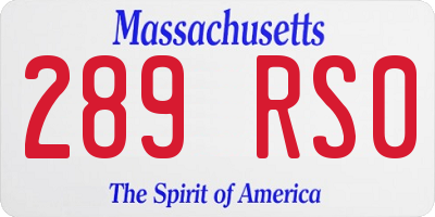 MA license plate 289RS0
