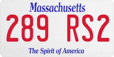 MA license plate 289RS2