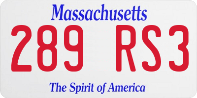 MA license plate 289RS3