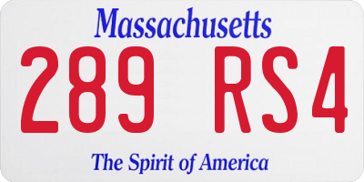 MA license plate 289RS4