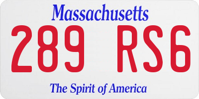 MA license plate 289RS6