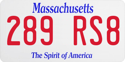 MA license plate 289RS8