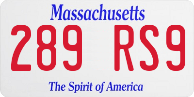 MA license plate 289RS9