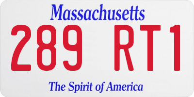 MA license plate 289RT1