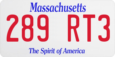MA license plate 289RT3