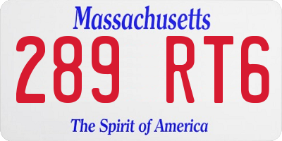 MA license plate 289RT6