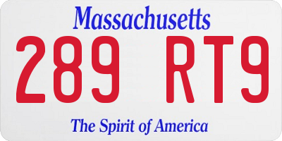 MA license plate 289RT9