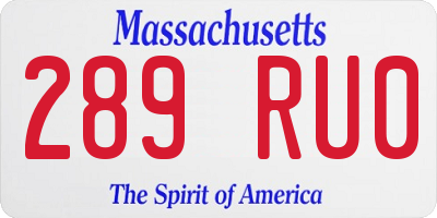 MA license plate 289RU0