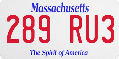 MA license plate 289RU3