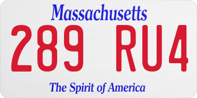 MA license plate 289RU4