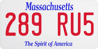 MA license plate 289RU5