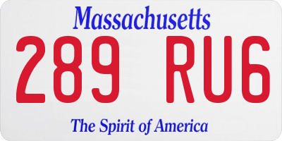 MA license plate 289RU6