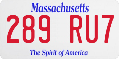 MA license plate 289RU7