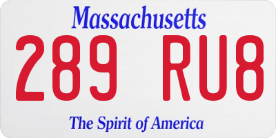 MA license plate 289RU8