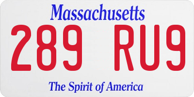 MA license plate 289RU9