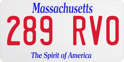 MA license plate 289RV0