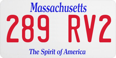MA license plate 289RV2