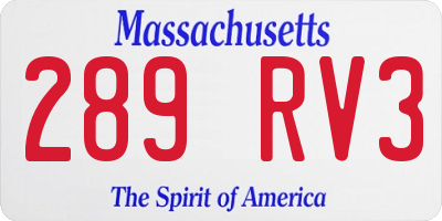 MA license plate 289RV3