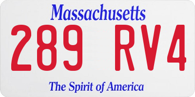 MA license plate 289RV4
