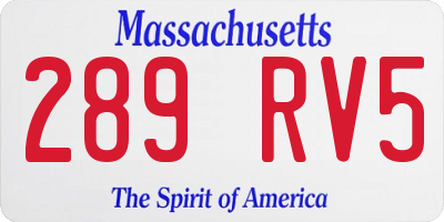 MA license plate 289RV5