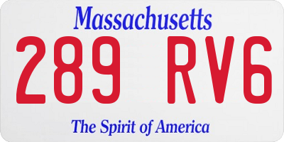 MA license plate 289RV6