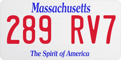 MA license plate 289RV7