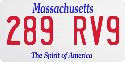 MA license plate 289RV9