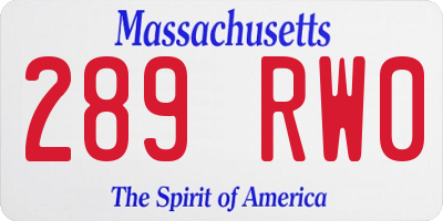 MA license plate 289RW0