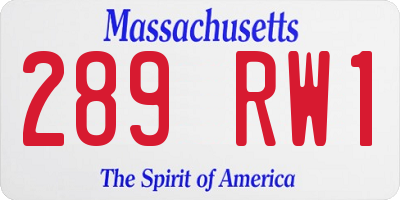 MA license plate 289RW1
