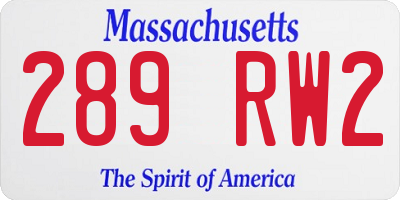 MA license plate 289RW2