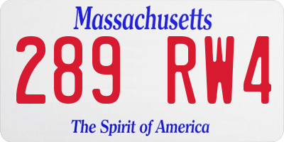 MA license plate 289RW4