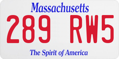 MA license plate 289RW5