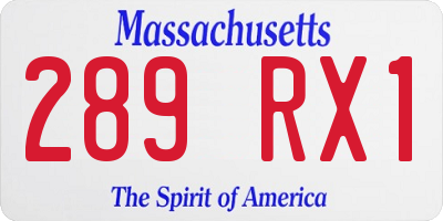 MA license plate 289RX1