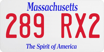 MA license plate 289RX2