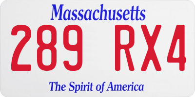 MA license plate 289RX4