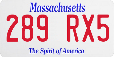 MA license plate 289RX5