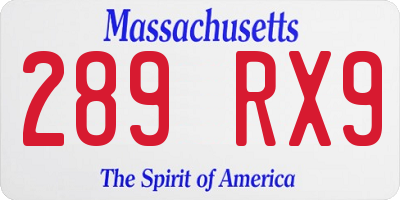 MA license plate 289RX9